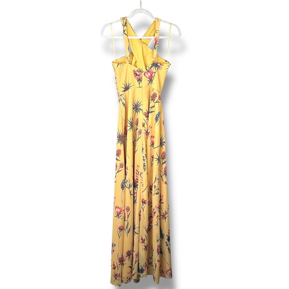Dress The Population Brenna Canary Multi Yellow Floral Sheath Maxi Dress Small - Picture 8 of 13